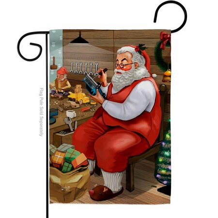 PATIO TRASERO 13 x 18.5 in. Santa Workshop Garden Flag with Winter Christmas Double-Sided  Vertical Flags PA3888866